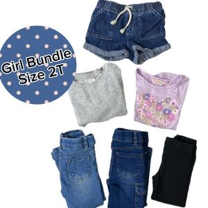 Size 2T Toddler Girl Clothes Lot 6 Piece Mix (Jeans, Tops, Shorts)